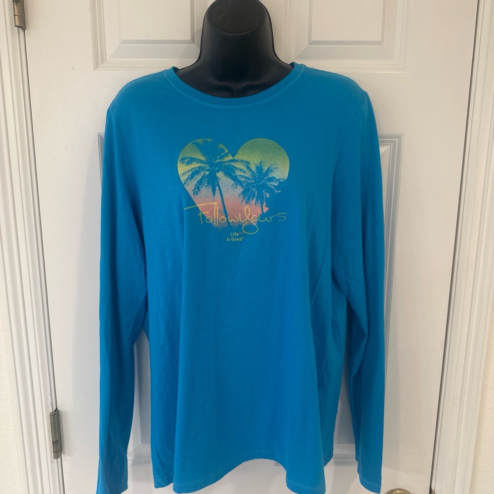 Life Is Good - Women’s Blue Long Sleeve Graphic Tee
